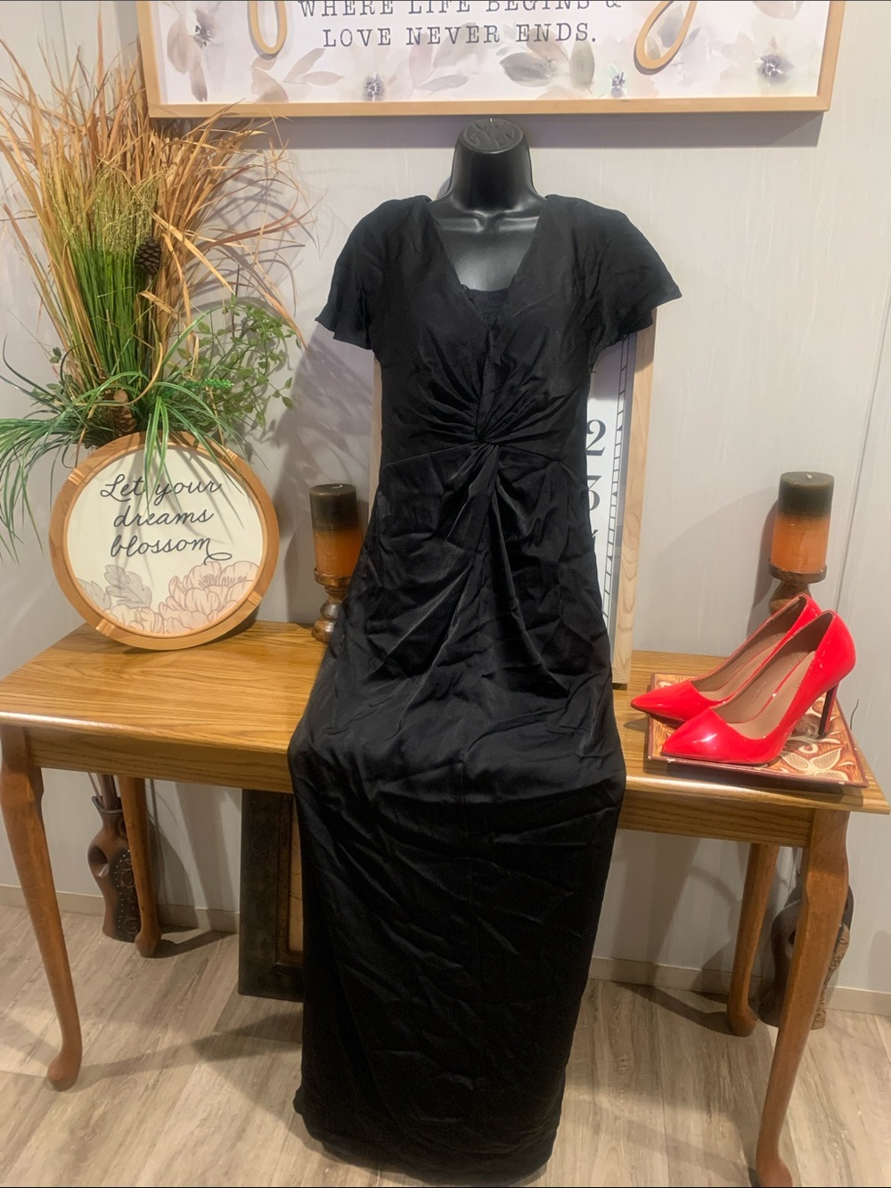 Classic Black Twist-Front Formal Dress - Women